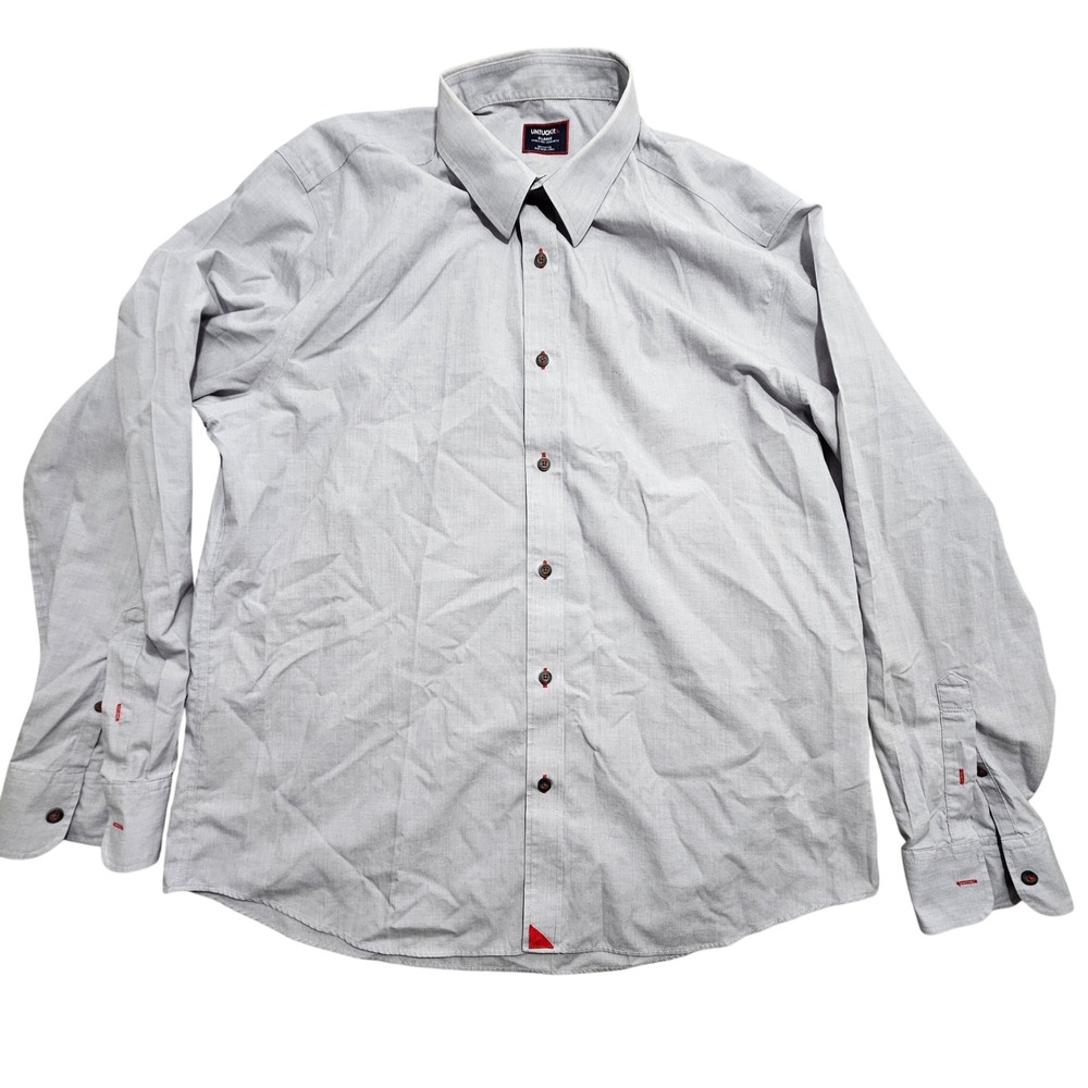 UNTUCKit Mens XL Regular Fit Wrinkle Free Grey Button Down Shirt Long Sleeve
